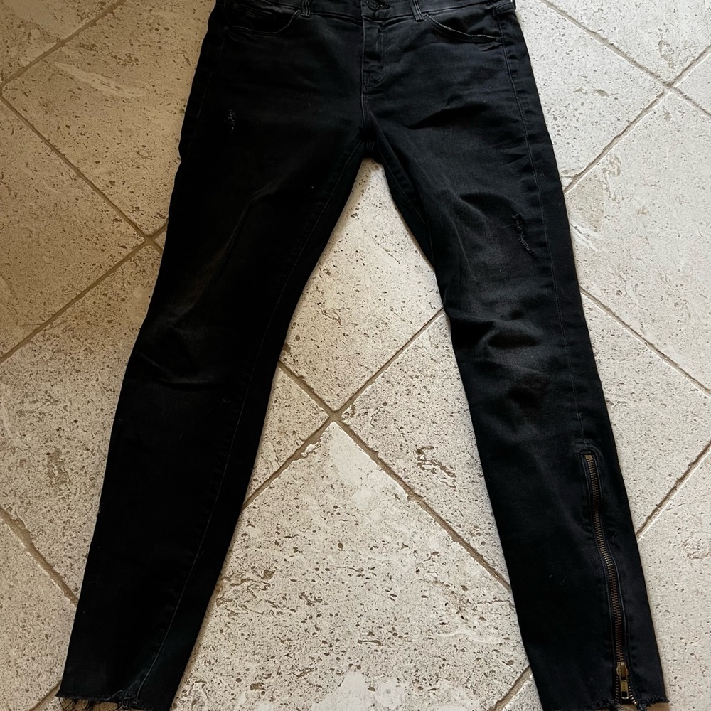 MOTHER Looker Zip Fray Jeans